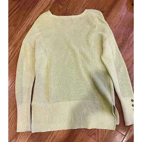 Rachel Zoe Long Sleeve Ribbed Chartreuse Pullover Sweater Size Small - Picture 4 of 6